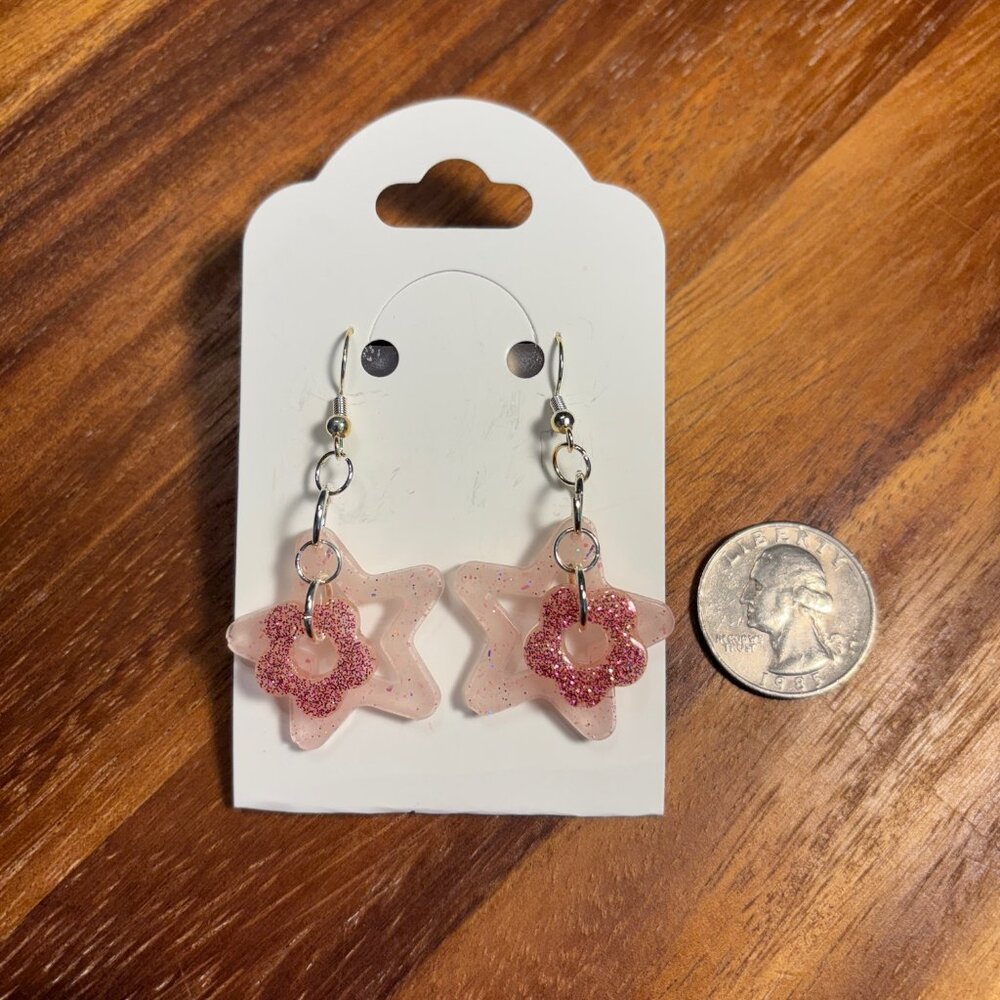 Preppy Pink Star and Flower Earrings